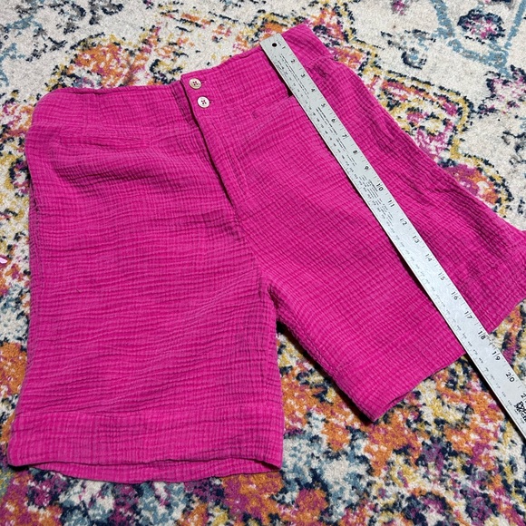Soft Surrounding | Pink Gauze Cotton Shorts Small High Rise Del Ray Cuff Shorts - Picture 5 of 10